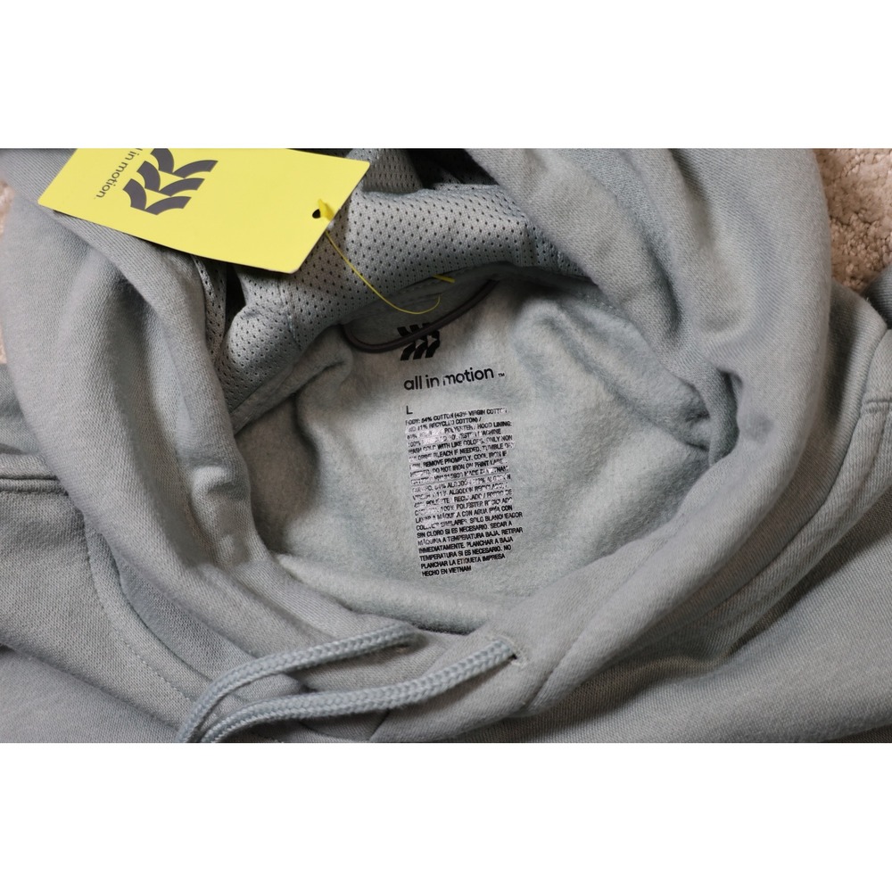 All in Motion Mens Active Comfort Pullover Hoodie Sage Green L Fleece Sweatshirt - Picture 7 of 8